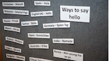 Pinboard with ways to say hello in different languages